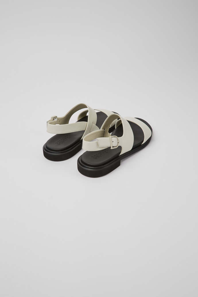 Back view of Edy White leather sandals for women
