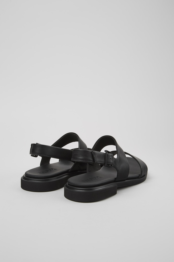 Back view of Edy Black Leather Sandal for Women