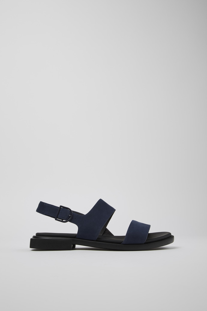 Image of Side view of Edy Blue Nubuck Sandal for Women