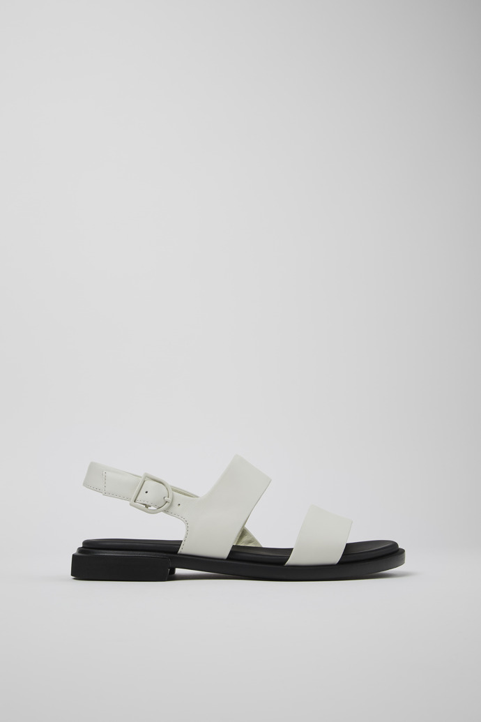 Image of Side view of Edy White Leather Sandal for Women