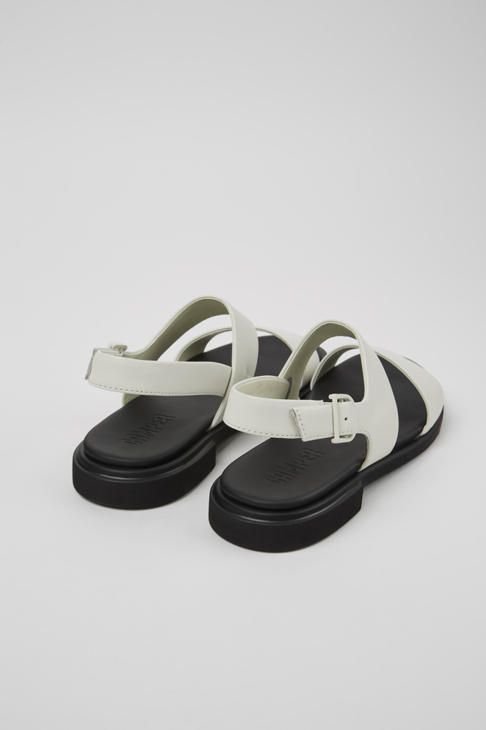 Back view of Edy White Leather Sandal for Women