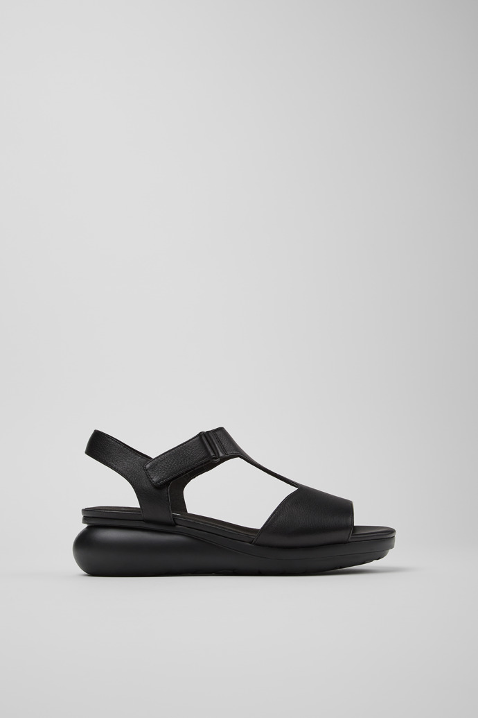 Side view of Balloon Black women’s T-strap sandal