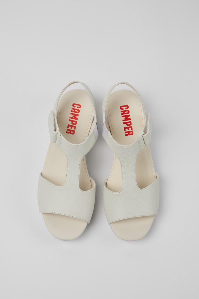 Overhead view of Balloon White leather sandals for women