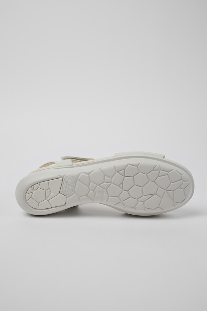 The soles of Balloon White leather sandals for women