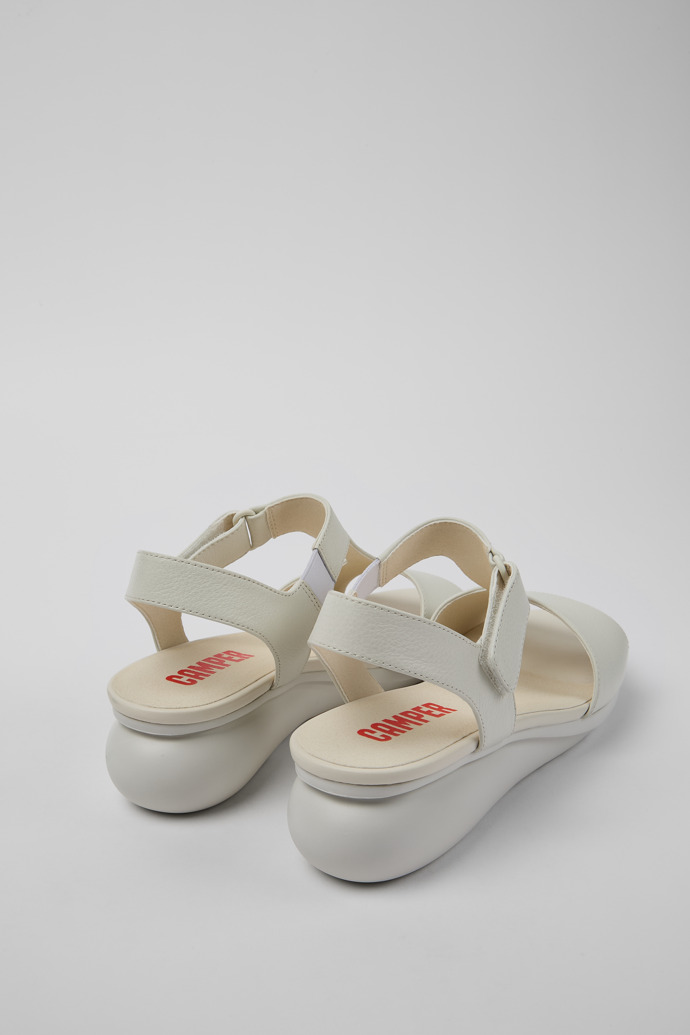 Back view of Balloon White leather sandals for women