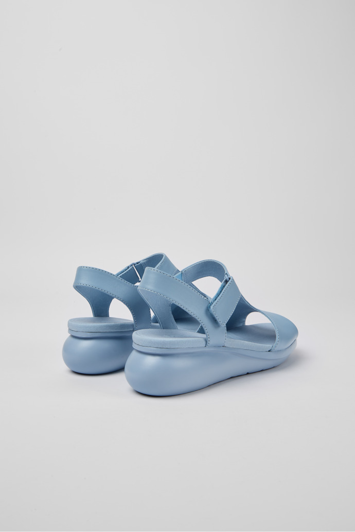 Back view of Balloon Light blue leather sandals for women