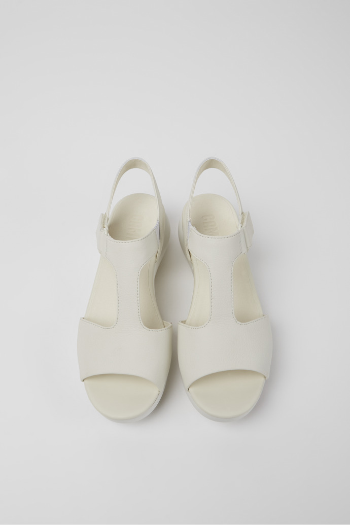 Overhead view of Balloon White leather sandals for women