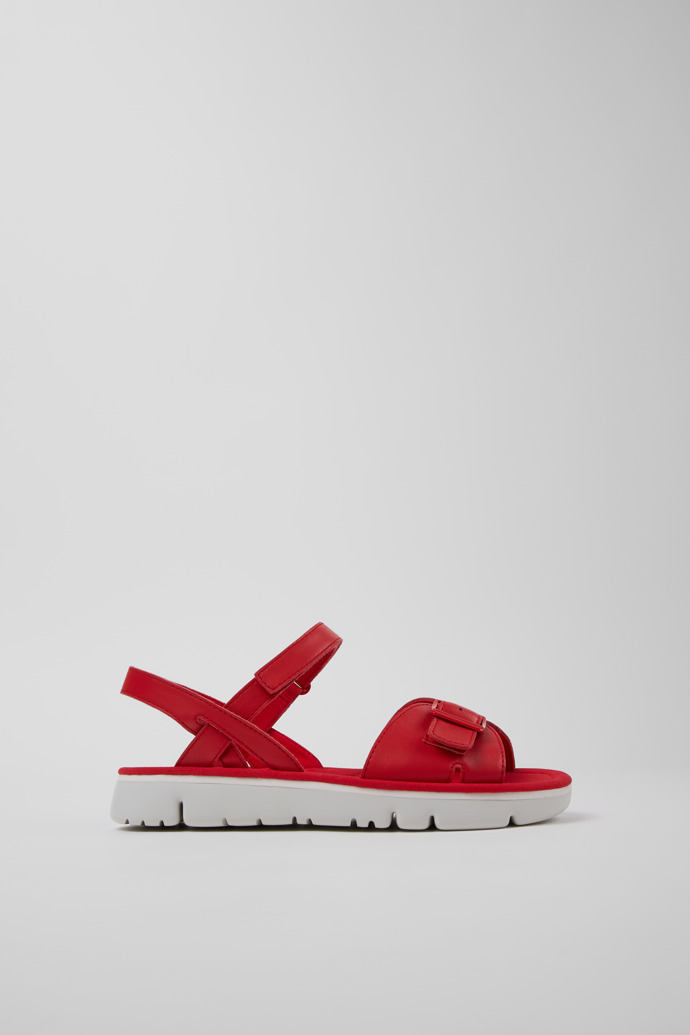 Oruga Sandalias de piel rojas para mujer.