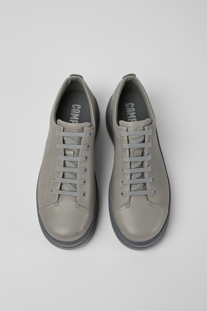 Overhead view of Runner Up Grey leather sneakers