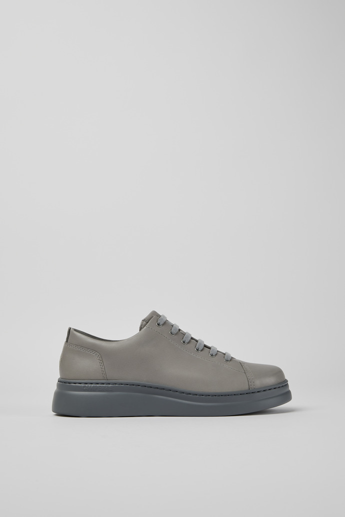 Side view of Runner Up Grey leather sneakers
