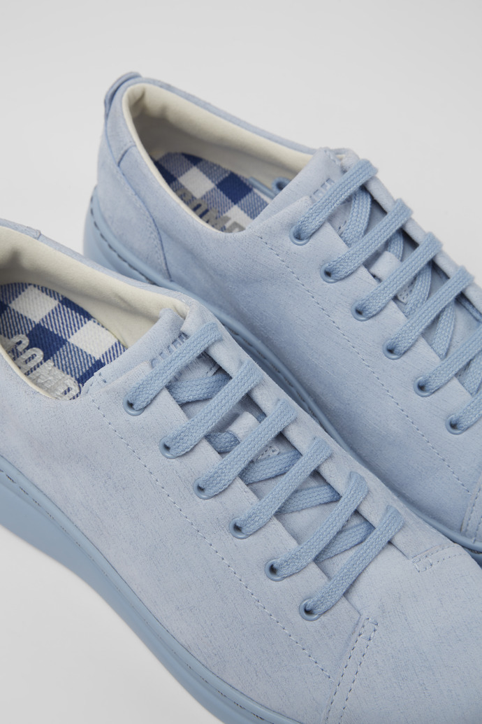 Close-up view of Runner Up Blue nubuck sneakers for women