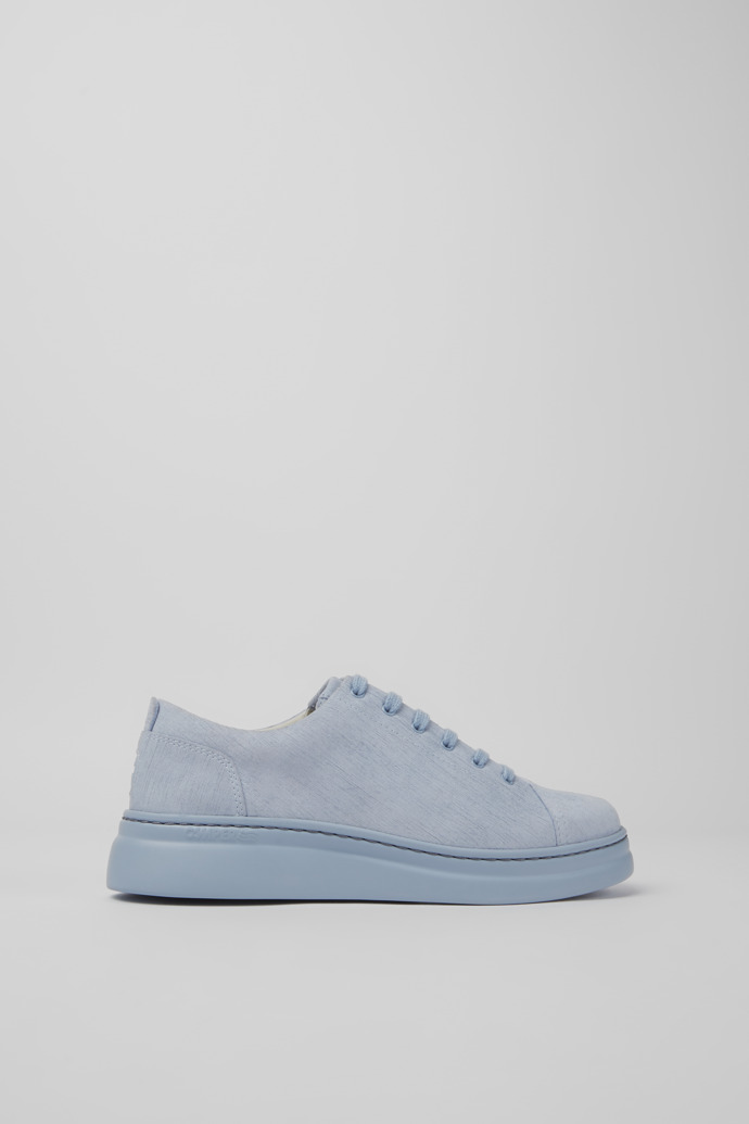 Side view of Runner Up Blue nubuck sneakers for women