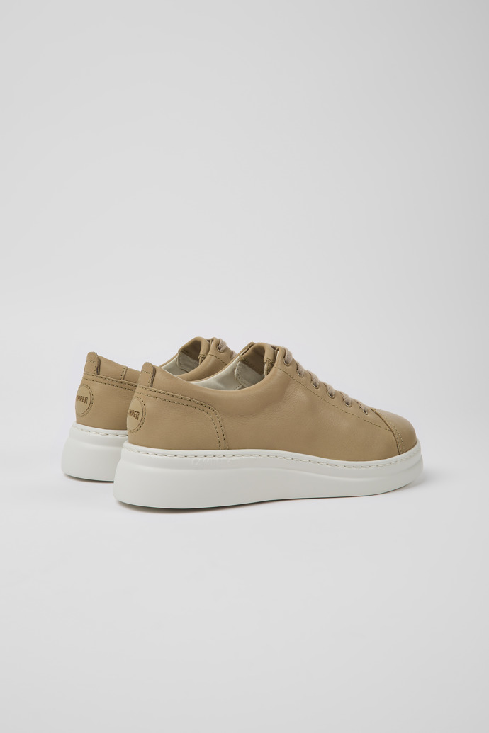 Back view of Runner Up Beige leather sneakers for women