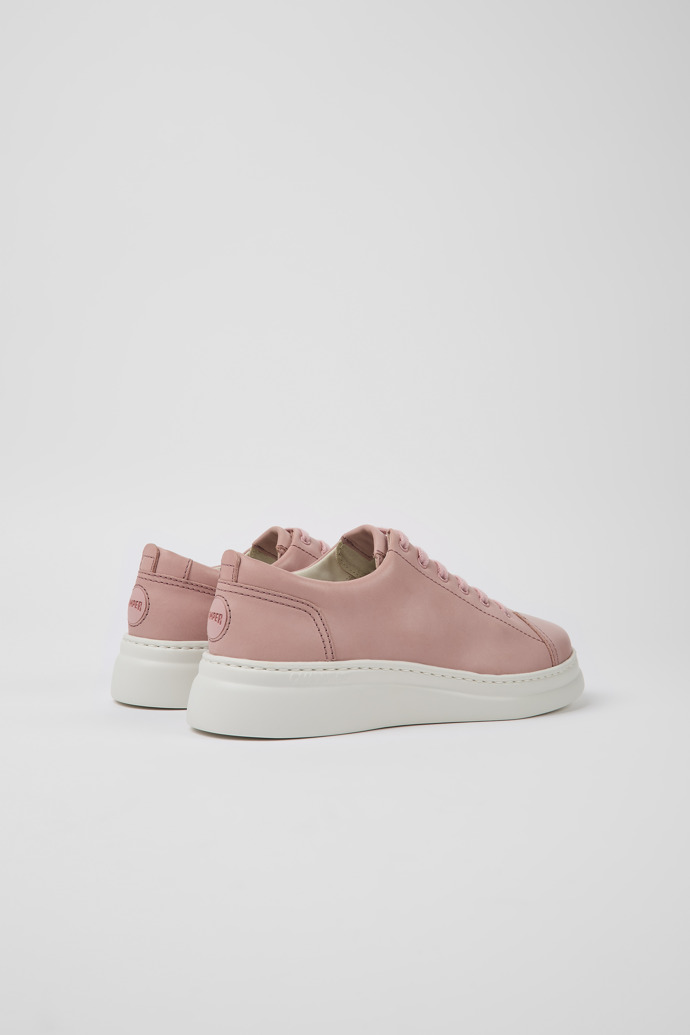 Back view of Runner Up Pink leather sneakers for women