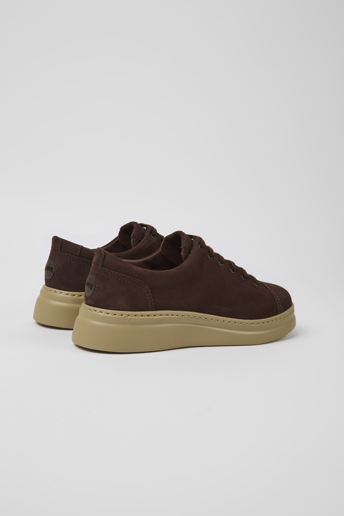 Back view of Runner Up Brown nubuck sneakers for women