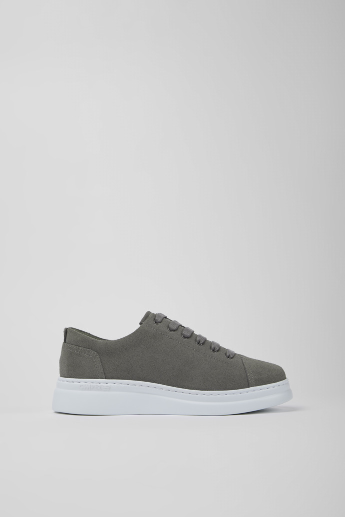 Side view of Runner Up Gray nubuck sneakers for women