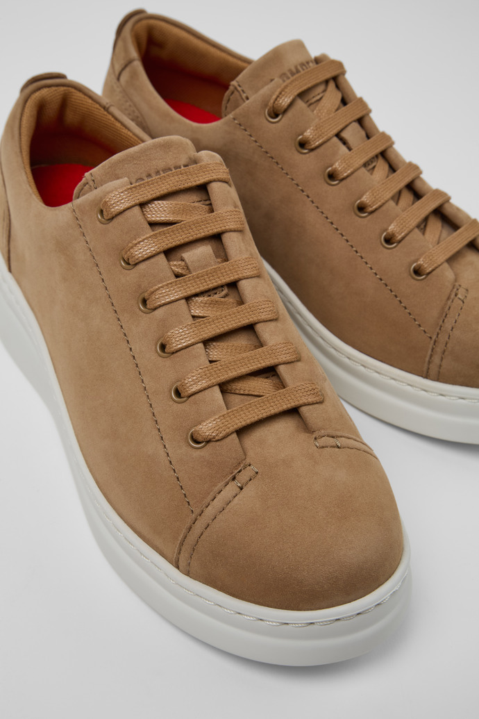 Close-up view of Runner Up Brown Nubuck Sneaker for Women