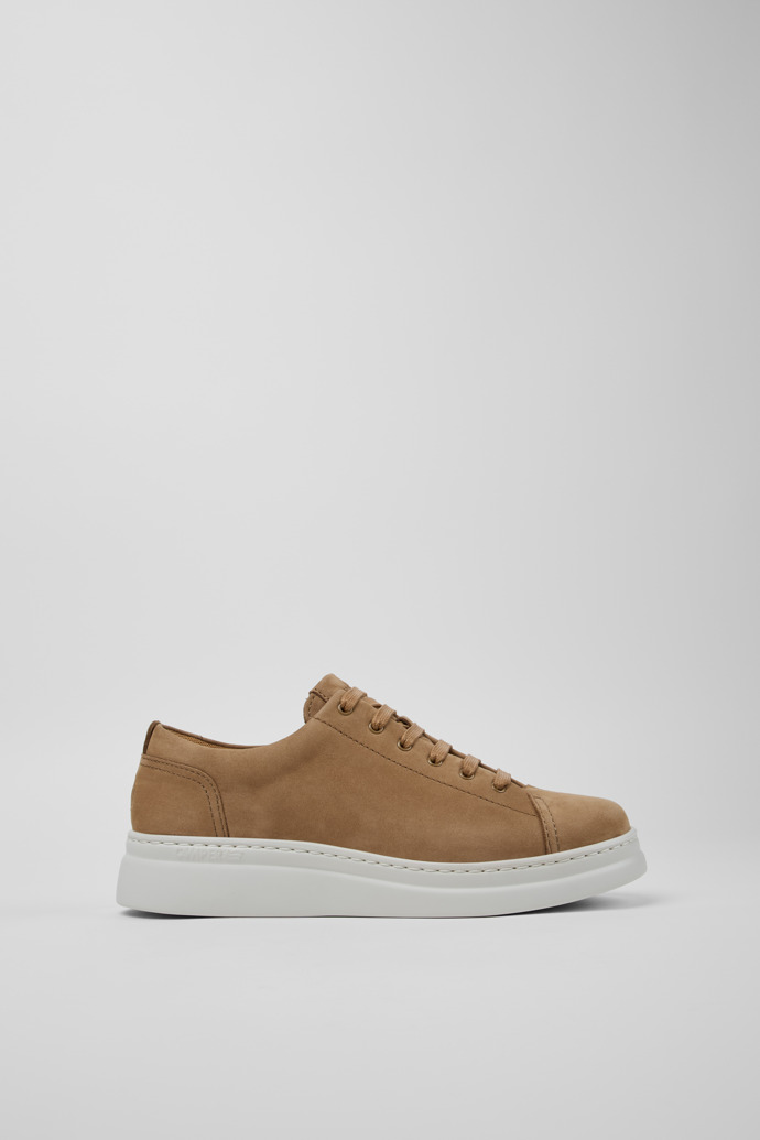 Side view of Runner Up Brown Nubuck Sneaker for Women