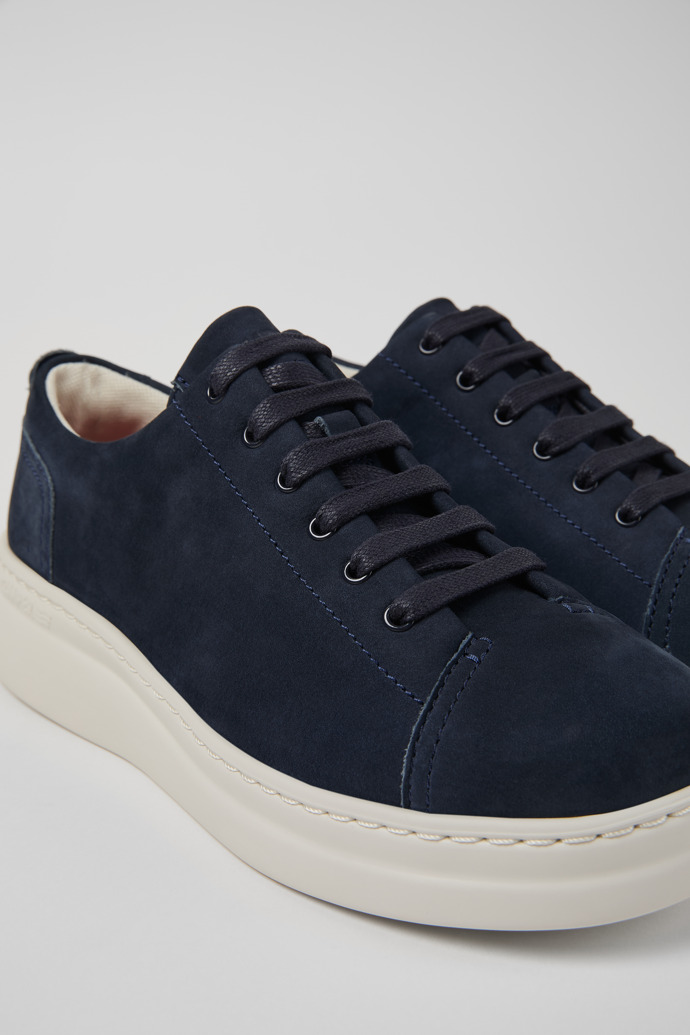 Close-up view of Runner Up Blue Nubuck Sneakers for Women.