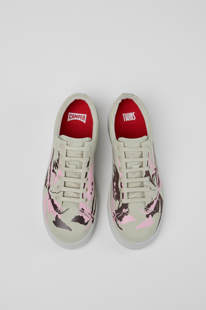 Overhead view of Twins Multicolor Recycled Leather Sneakers for Women.