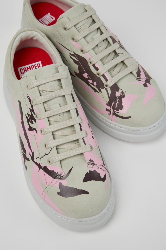 Close-up view of Twins Multicolor Recycled Leather Sneakers for Women.