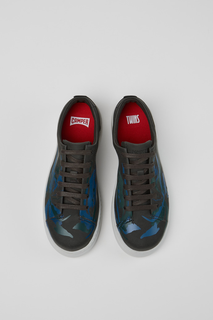 Overhead view of Twins Multicolor Recycled Leather Sneakers for Women.
