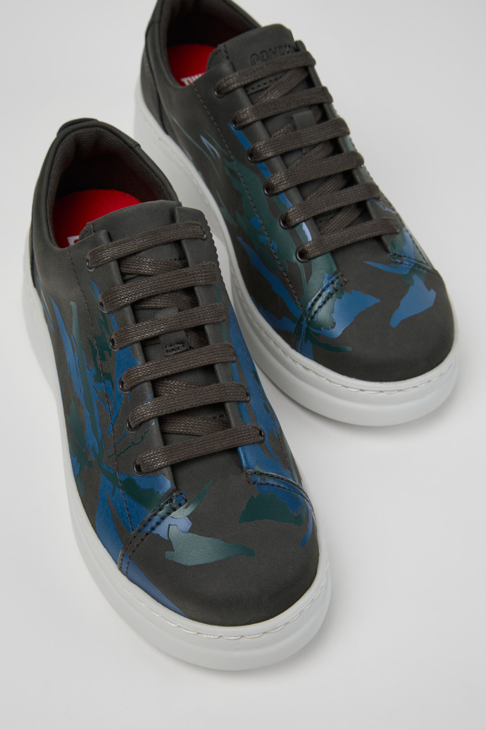 Close-up view of Twins Multicolor Recycled Leather Sneakers for Women.