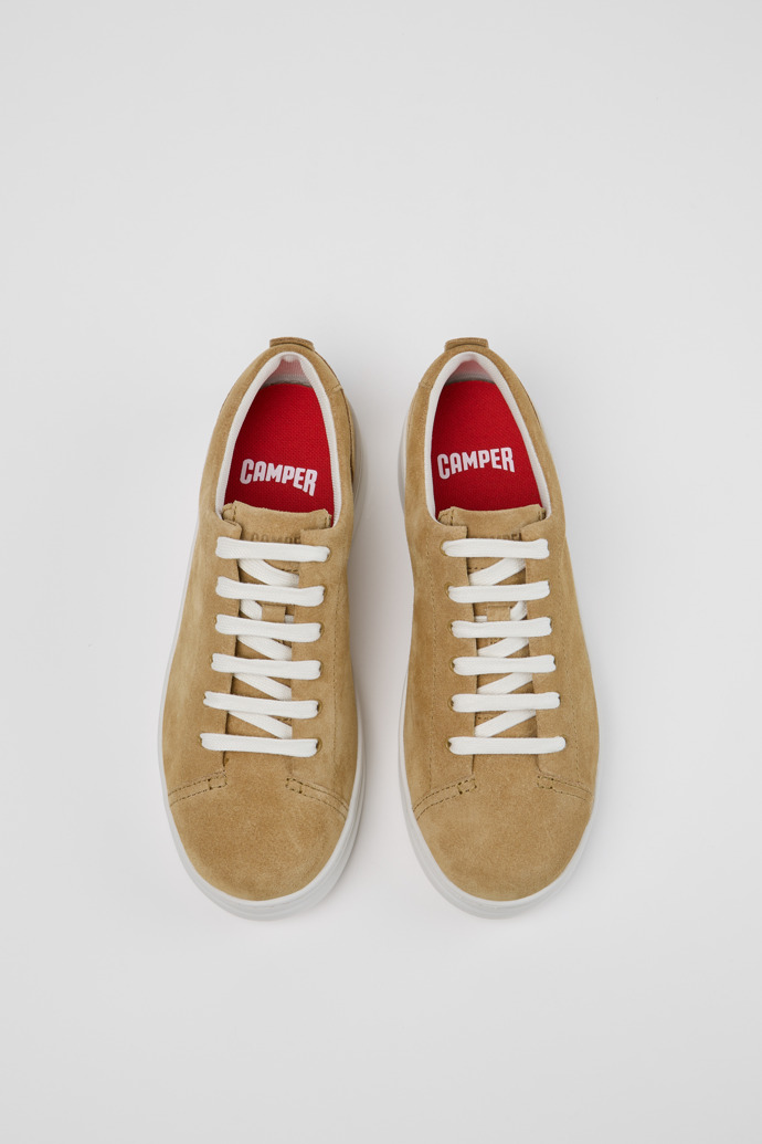 Overhead view of Runner Up Brown Suede Sneakers for Women.