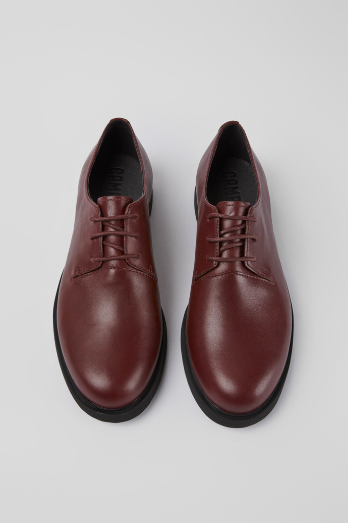 Overhead view of Iman Burgundy leather shoes