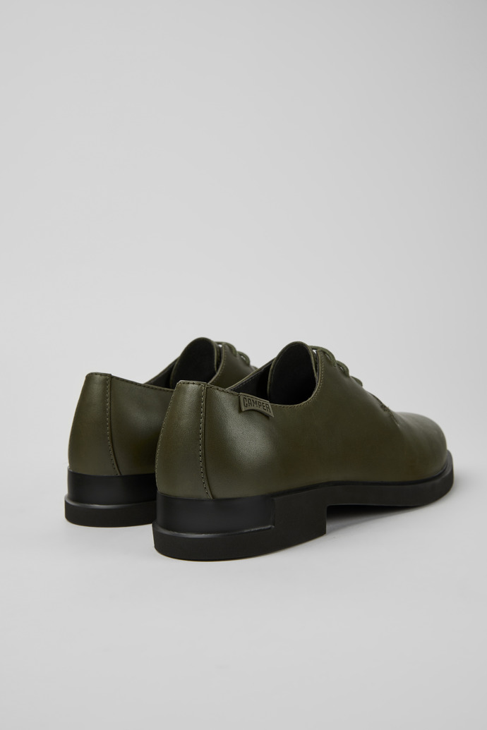 Back view of Iman Dark green leather shoes for women