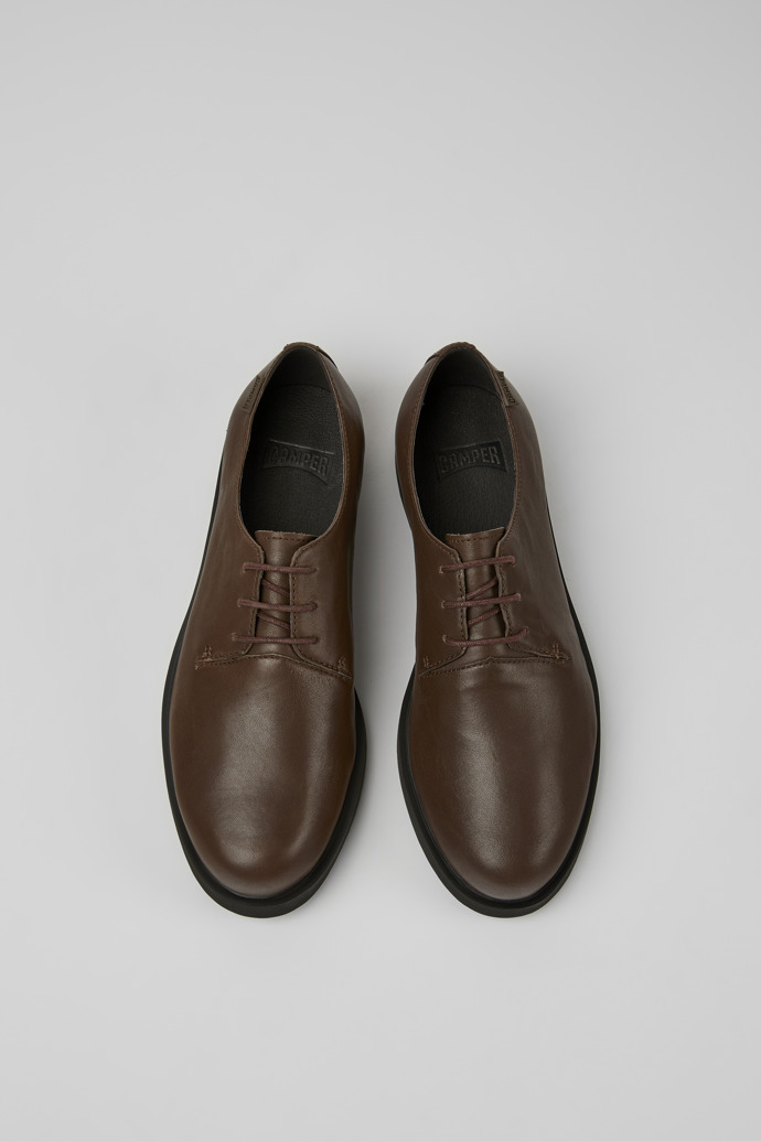 Overhead view of Iman Dark brown leather shoes for women