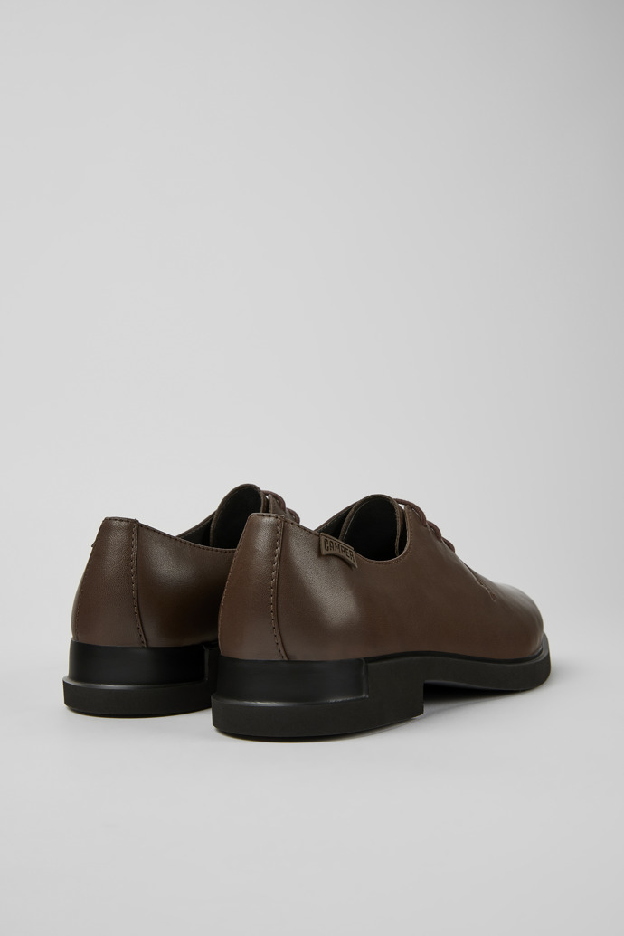 Back view of Iman Dark brown leather shoes for women