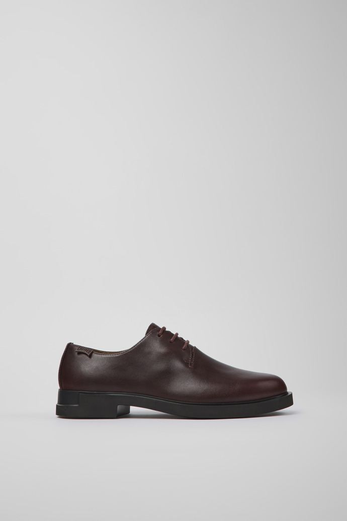 Image of Side view of Iman Burgundy leather shoes for women