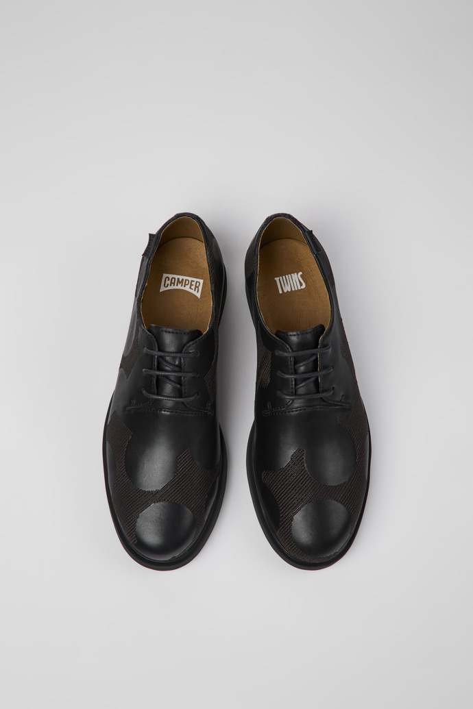 Overhead view of Twins Black leather shoes for women