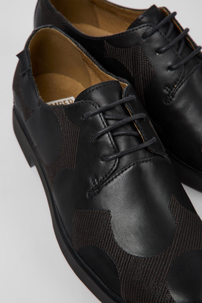 Close-up view of Twins Black leather shoes for women