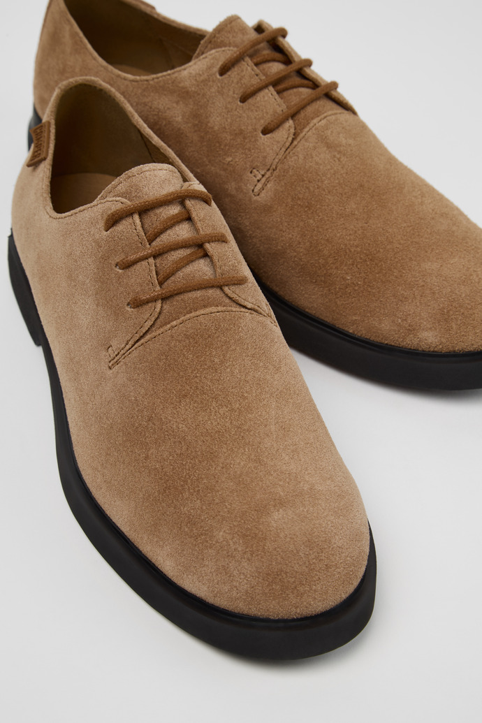 Close-up view of Iman Brown Suede Leather Shoes for Women.