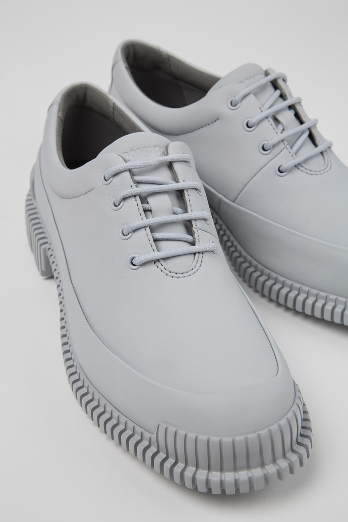 Close-up view of Pix Gray Leather Shoe for Women