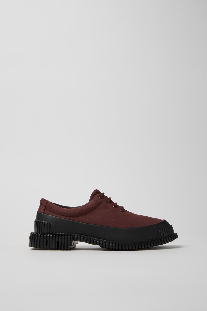 Side view of Pix Burgundy Nubuck and Leather Shoes for Women.