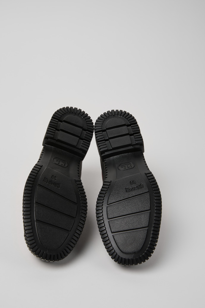 The soles of Pix Burgundy Nubuck and Leather Shoes for Women.