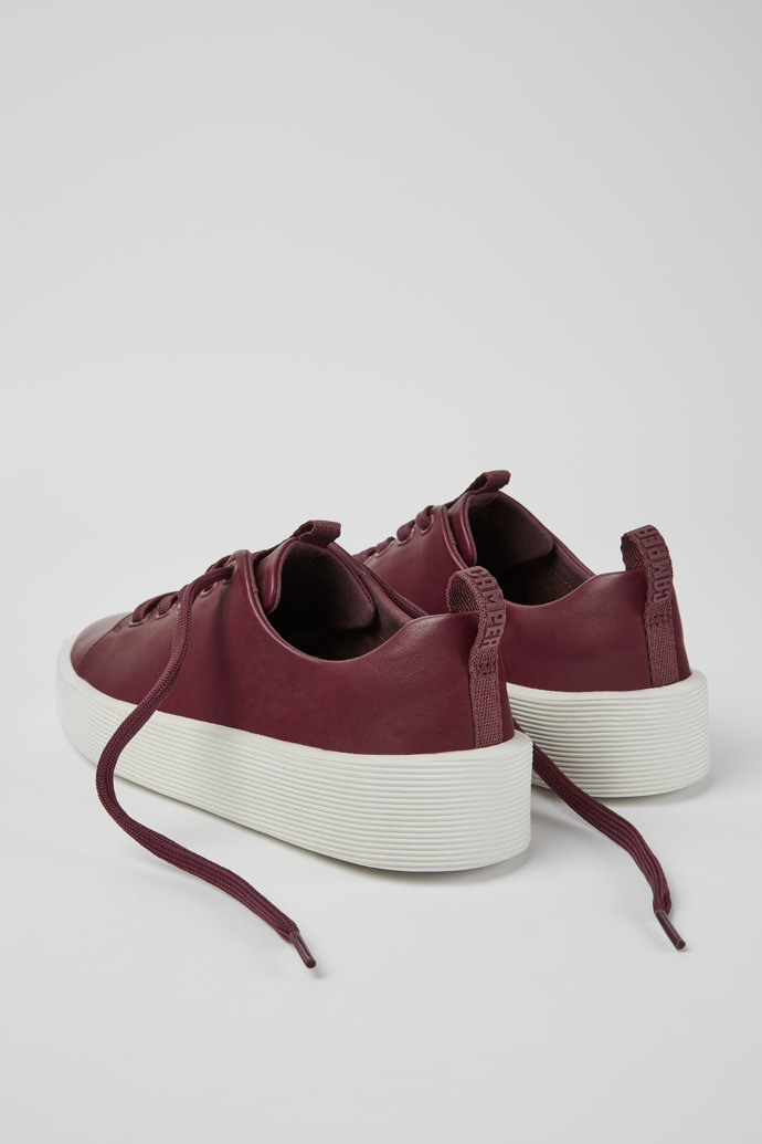 Back view of Courb Burgundy leather sneakers for women
