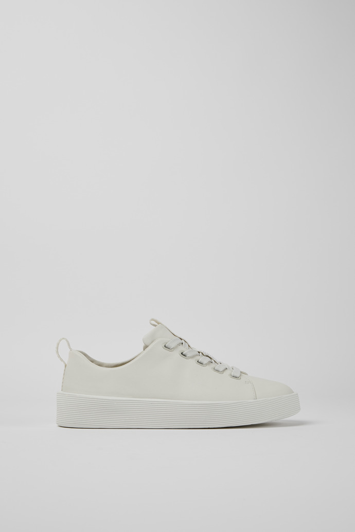 Side view of Courb White leather sneakers for women