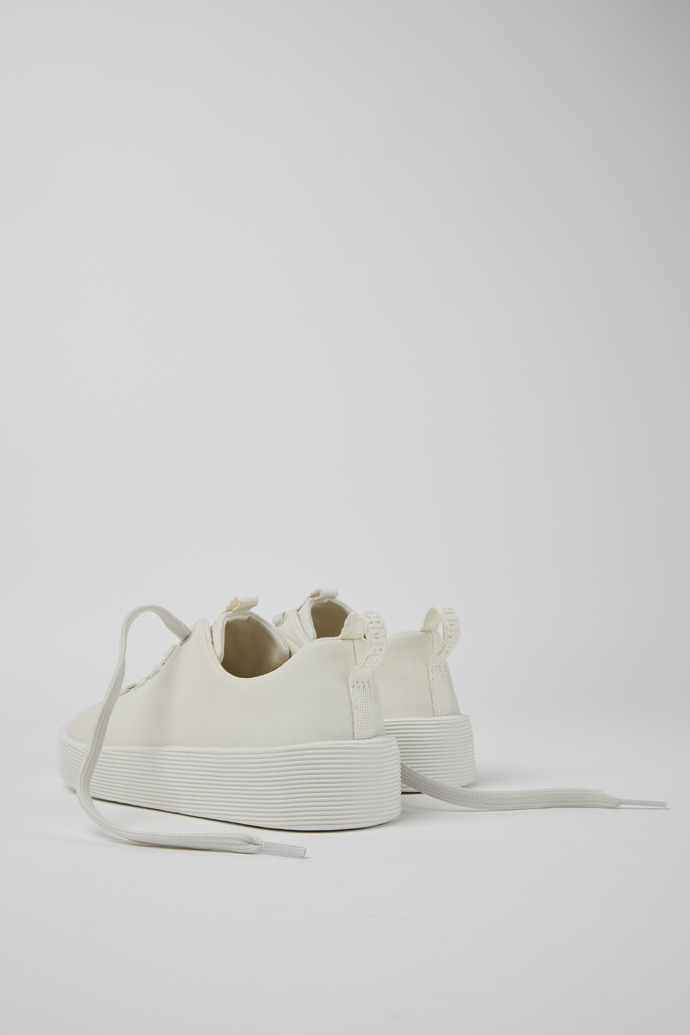 Back view of Courb White leather sneakers for women