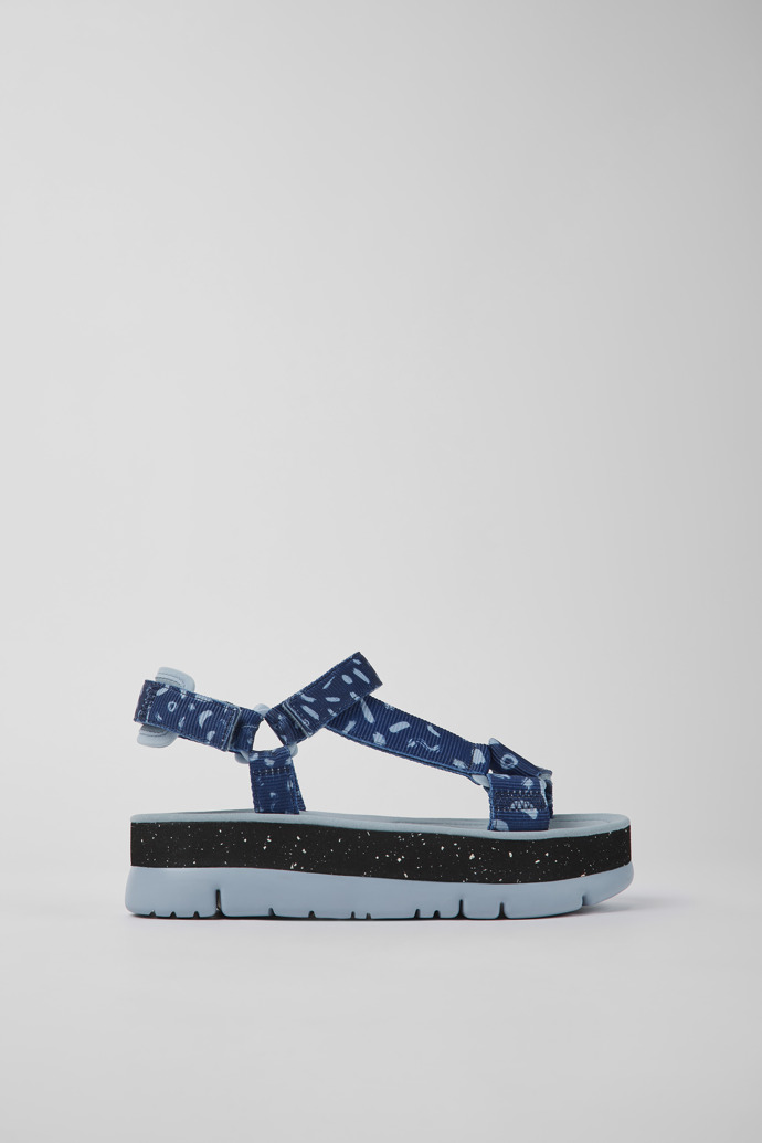 Image of Side view of Oruga Up Multicolored textile sandals for women