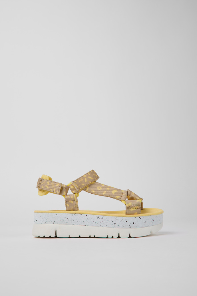 Image of Side view of Oruga Up Multicolored textile sandals for women