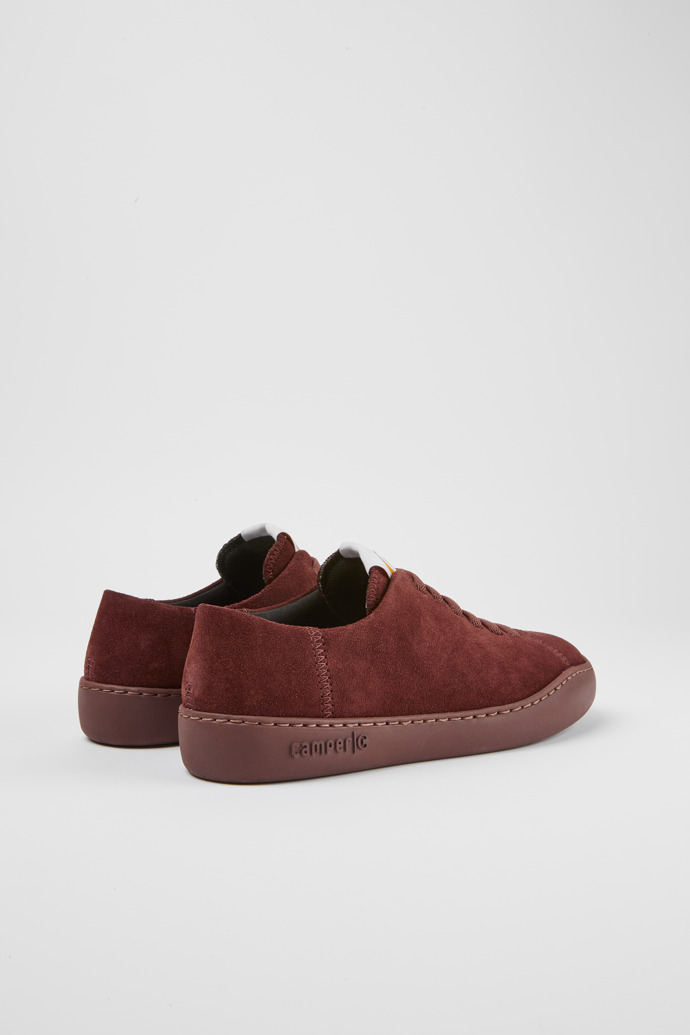 Back view of Peu Touring Burgundy suede sneakers