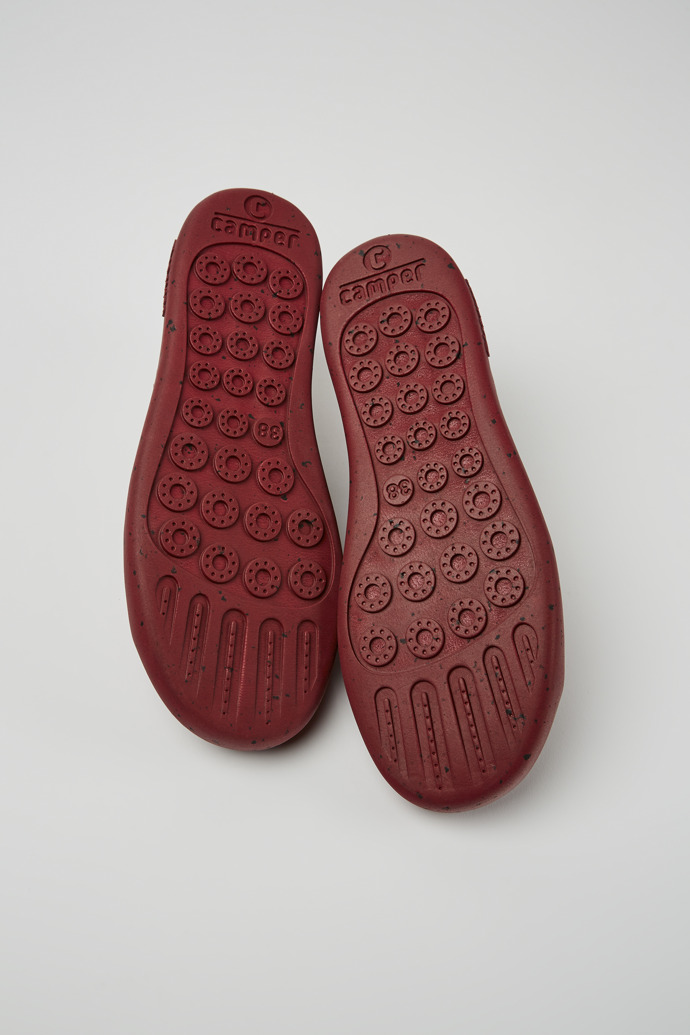 The soles of Peu Touring Burgundy leather sneakers for women