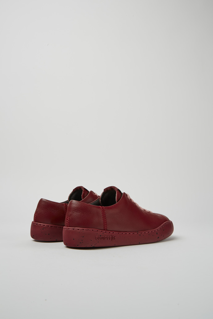 Back view of Peu Touring Burgundy leather sneakers for women
