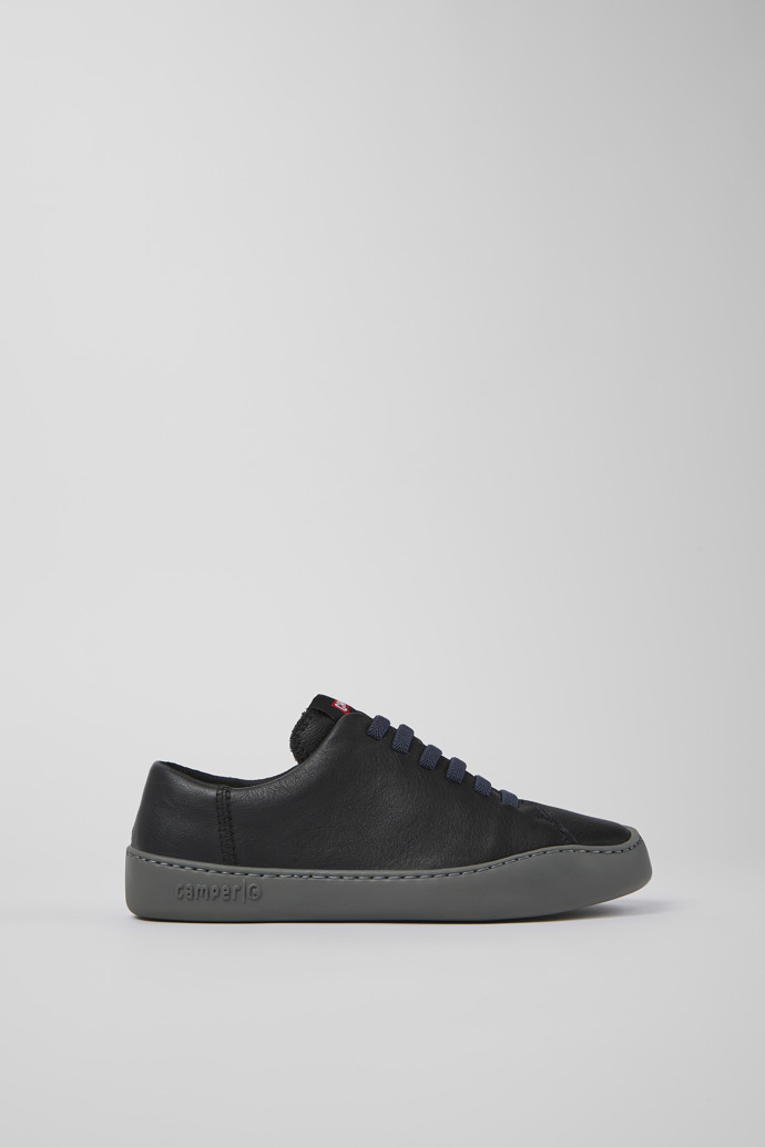 Image of Side view of Peu Touring Black leather sneakers for women