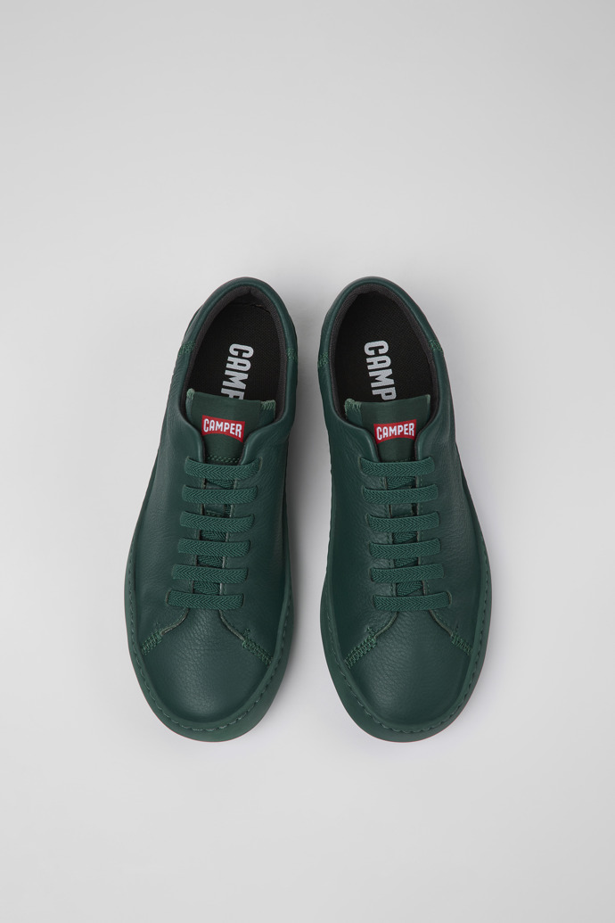 Overhead view of Peu Touring Green leather sneakers for women