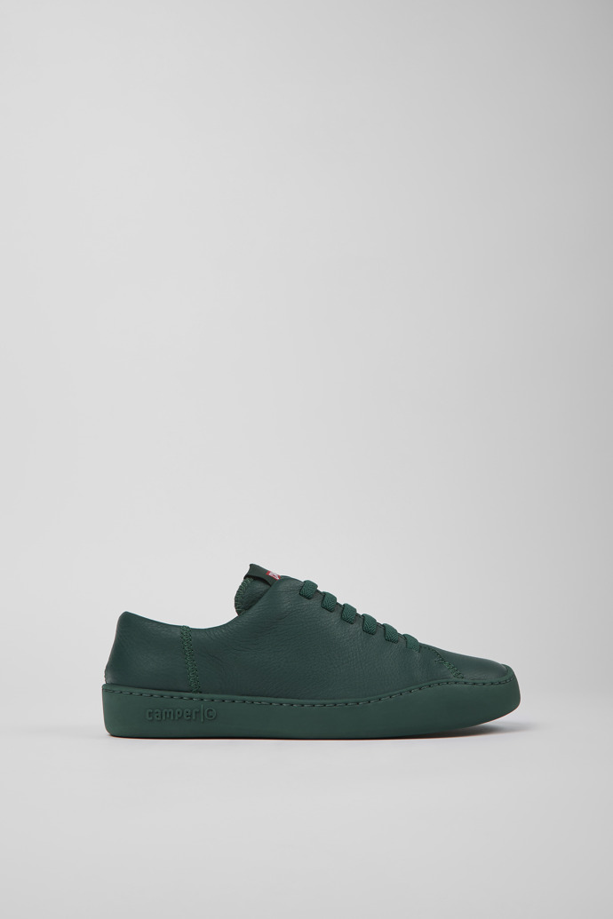 Side view of Peu Touring Green leather sneakers for women